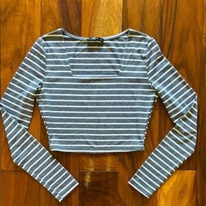 SHEIN Square Neck Long Sleeve Fitted Crop Top size Small